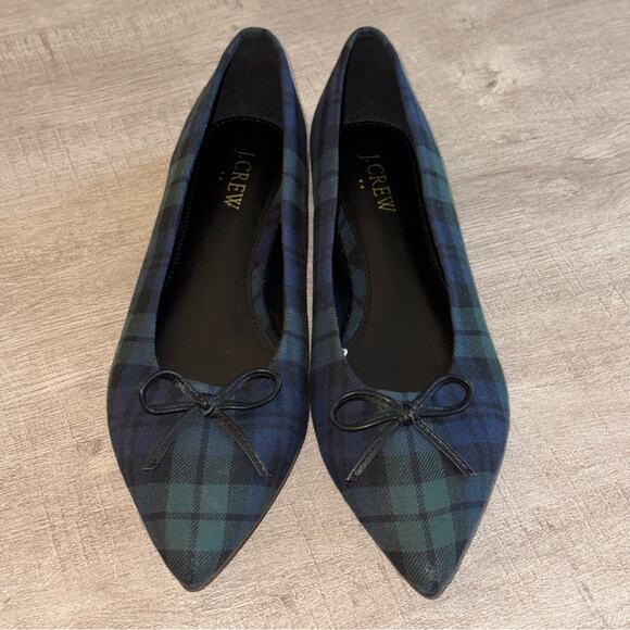 J. Crew Black Watch Plaid Tartan Pointed-Toe Bow Ballet Flats
Size 7.5 - Picture 3 of 5